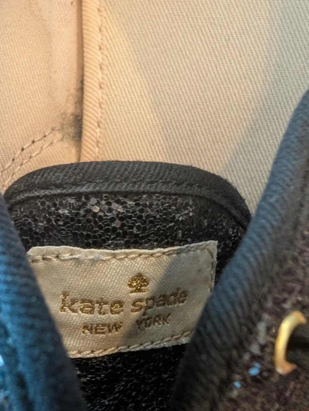 Kate Spade Black Glitter Ribbon-Lace Sneakers, Size 10